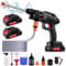 Bellanny Hidrolimpiadora sin Cable | 21V 60 Bar Limpiadoras a presión | Pistola de Agua a presión | Pulverizador de Espum con 2 batería, 3 en 1 Boquilla, 5m Manguera, Cubo, para Coche,Suelo,jardín