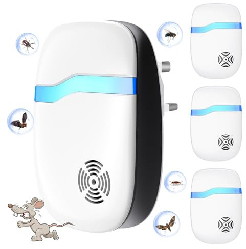 DOBWGXZ 4 Pack Ultrasonic Pest Repeller, Mouse Repellent, Insect Repellent Plug In, Highly Effective Indoor Pest Control against Mice, Spider, Ant, Cockroach, Flea Etc (Light Blue)