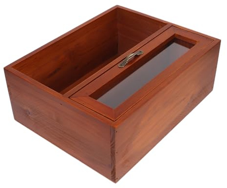 SHINEOFI Retro Teeaufbewahrungsbox für Schreibtisch und Tischschrank | Braun, mit Schublade und Detailreichen Schnitzereien, Multifunktionale Aufbewahrung für Tee und Schreibwaren