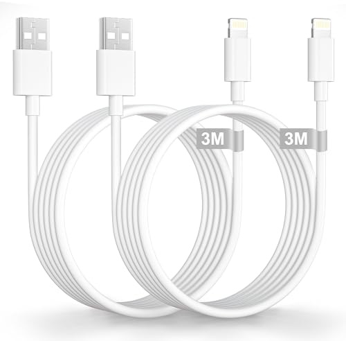Cable iPhone 3M 2Pack [Apple MFi Certified], Cable USB vers Lightning Câble Lightning Long cable iPad Fil Chargeur iPhone Cordon USB pour iPhone 14 Pro Max/13/12 Mini/11/X/XS/XR/SE/8/7/6 Plus/5/5S/5C
