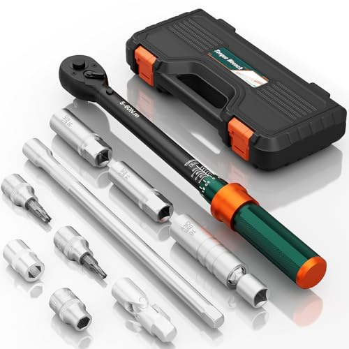 NADOKHI Clé Dynamométrique 3/8, 5-60Nm, 72 Dents Réversible, Précision ±3% | avec Barre D'extension 250mm, Douilles à Bougie, Cardan Universel, pour Vélo et Moto, Changement des Bougies Auto