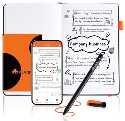 Yuan Smart Writing Set – Digital Notebook with Smart Pen, Connected Notebook,Synchronisation en temps réel. Inclut un mini carnet, des recharges de rechange et un câble de charge,Pour tous les publics