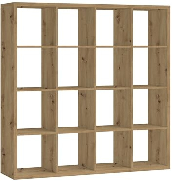 möbelando Raumteiler >Style< Modern, in Artisan Eiche Dekor B/H/T: 147/147/38 cm, 16 offene Fächer, Pflegeleichte Melaminbeschichtung, stabile Spanplatte, belastbar bis 20 kg, zerlegt