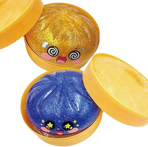 Leuchtendes Squishy Dumpling Set in Dampfgarer-Optik, blinkendes Anti-Stress Spielzeug zum Drücken & Kneten, elastische Teigtaschen-Figur mit Lichteffekt, tolles Geschenk & Party-Deko