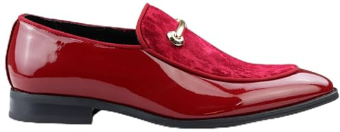 Infinity Leather Dolcetto Herren-Slipper, elegant, rot, mit Lederfutter und Samtfutter
