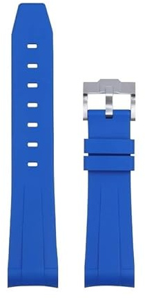 FZXCG Uhrenarmband mit gebogenem Ende, 21 mm, natürliches Fluorkautschuk, Ersatz für Rolex-Armband, Submariner Explorer, 2 Rollen