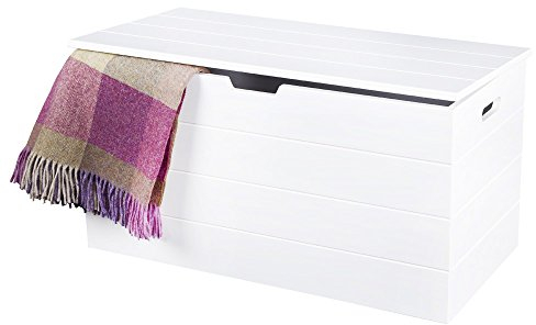 Elegant Brands Storage Ottoman, Wooden Chest with Lid, Seat, Stool, Window Bench, Blankets, Bedding, Toy Box, Footstool, White