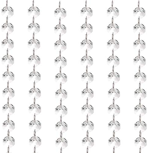 Belle Vous Kristall Perlen Girlande Glas Kristall Deko Perlen Perlenband Klar (6 Stk) 1m Perlengirlande Stränge 1,5 cm Achteckige Perlen - Kristallkette für Hochzeit, Weihnachten, Basteln, Deko
