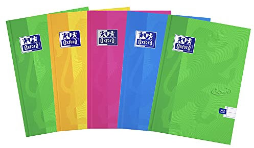Oxford Touch A5 192 Page Hardback Casebound Notebook Assorted Colours, Pack of 5