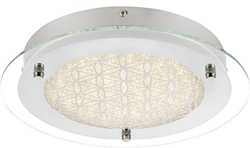 LED Deckenleuchte Deckenlampe Chrom Spiegelrand Kristall-Design 28 cm Wohnzimmer Schlafzimmer