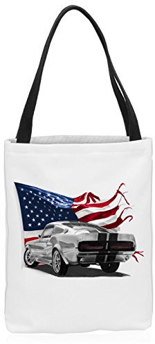 VOID Stars and Stripes Muscle Car Tasche Einkaufs-Beutel Polyester Shopper Einkaufs-Tasche Bag Eleanor Mustang, Polyestertasche Größe:Medium
