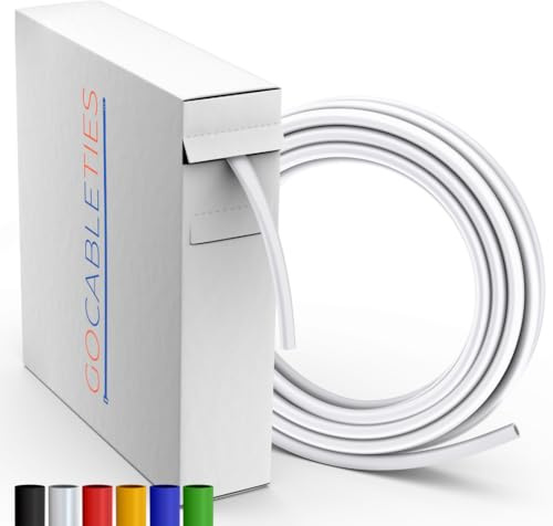 Gocableties 6.4mm x 9m – White, 2:1 Ratio, Flexible Cable Sleeving – Flame Retardant Heat Shrink Tubing Mini Reel, for Electrical Insulation, Repairs, Wire & Connector Wrap