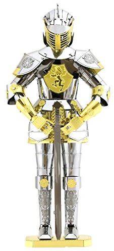 Fascinations MMS142 Metal Earth Metallbausätze - Ritter Rüstung European Armor Knight, lasergeschnittener 3D-Konstruktionsbausatz, 3D Metall Puzzle, DIY Modellbausatz mit 2 Metallplatinen, ab 14 Jahre