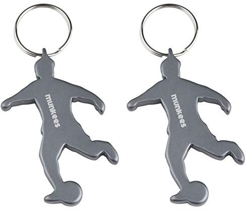 munkees 2 llaveros de fútbol, abrebotellas, artículo para aficionados al fútbol, artículo de regalo, paquete doble, plata, 34901