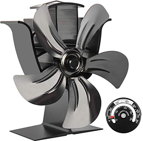 LUMAMU Stromloser Ventilator für Kamin Holzöfen Öfen, 4 Flügel Rotorblätter Kamin-Ventilator Ofenventilator Feuerstelle Kaminöfen Ofen Fan ohne Strom Umweltfreundlich(Schwarz)