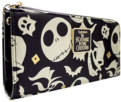Nightmare Before Christmas Jack Oogie et Zero Emblème Métallique Porte-Monnaie/Portefeuille Clutch Poche à Pièces & Porte-Cartes, Noir