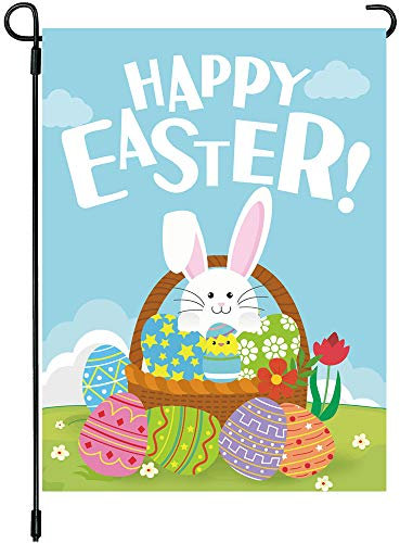 MIDOLO Weihnachtshaus-Flaggen aus Sackleinen, für den Innen- und Außenbereich, doppelseitig, Geschenk für Kinder, 30,5 x 45,7 cm Frohe Ostern