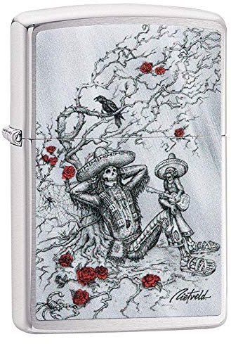 Zippo – Rick Rietveld - Chrome Brushed – Sturmfeuerzeug, nachfüllbar, in hochwertiger Geschenkbox 49144
