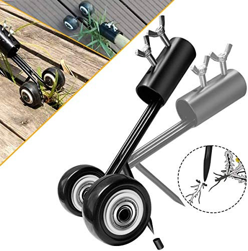 MiaoMa Outil de Désherbage à Crochet Droit,Outil de Désherbage de Terrasse avec Roues, Outil de Désherbage sans Agenouiller pour Nettoyer Entre Les Dalles, Les Pavés, Les Pelouses de Patios