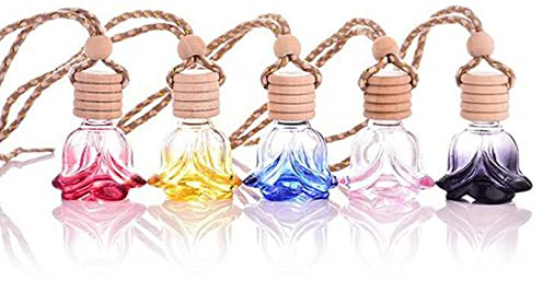 CENPEK 5 botellas de perfume con forma de brote de rosa de 8 ml para colgar en el coche, ambientador de aire