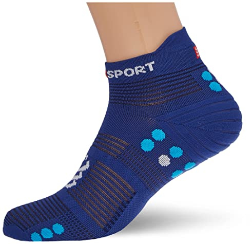COMPRESSPORT Pro Racing Socks v4.0 Run Low Chaussettes Sodalite/Fluo Blue, 35-38 Unisexe-adulte