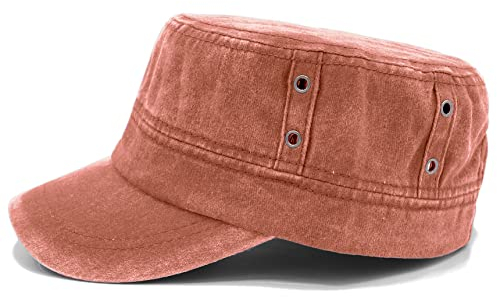 Van Der Rich ® - Cap Vintage Army Military Cap Gewaschener 100% Baumwolle - Dammen-Herren (Orange, One Size)