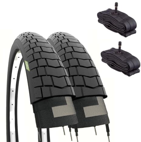 ECOVELO Unisex – Erwachsene Schläuche Reifen 20 x 1,95 (50-406) + Luftkammern America Ventil, Schwarz, 20
