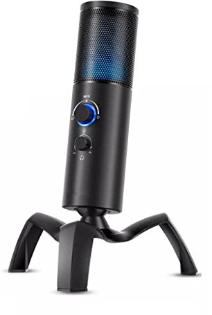MSUDGH Micrófono de Condensador Profesional Juego Streaming Video Studio Micrófono USB Computadora Cinta de Audio Luz RGB