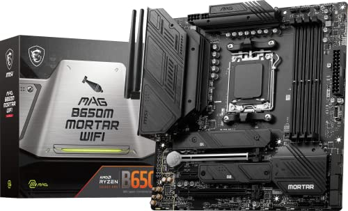 MSI mag B650M Mortar - Placa Base WiFi para Juegos (procesadores AMD Ryzen Serie 9000/8000/7000, AM5, DDR5, PCIe 4.0, Ranuras M.2, SATA 6Gb/s, USB 3.2 Gen 2, HDMI/DP, Wi-Fi 6E, Bluetooth 5.3, LAN de