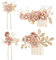 4 Stück Gold Perle Haarschmuck Hochzeit Trocken Blumen Dirndl für Damen Mädchen,Altrosa Pink Rose Blume Strass Kristall Haarkamm Haarnadeln Brautschmuck Haarspangen Haarklammern für Braut Brautjungfer
