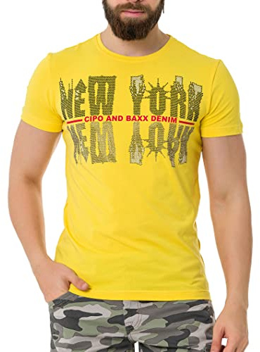 Cipo & Baxx Herren Prägedruck Print T-Shirt Kurzarm CT737