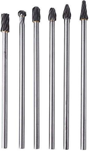 6 Pièces en Carbure de Tungstène Aluminium Kit de Portage et de Polissage Kit de Portage de Culasse Limes Rotatives Jeu de Fraises 6mm Tige 10mm Diamètre de Coupe