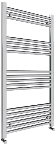 600x1200mm Towel Warmer Flat, Wall Mounted Chrome Plated Steel Bathroom Towel Rail Radiator, Suitable for Central Heating, Electric and Dual Fuel