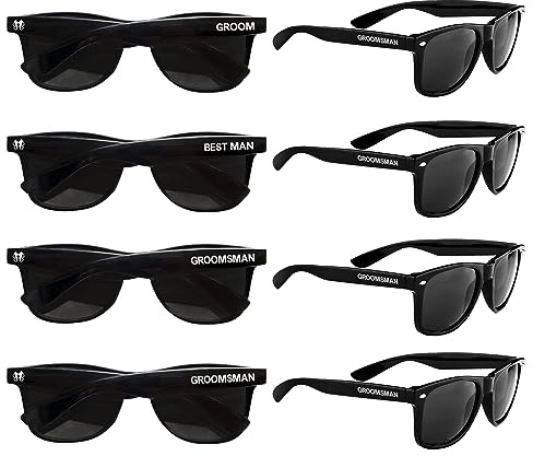 GroomBrideGifts 8er-Pack Trauzeugen-Sonnenbrillen – Hochzeits-Sonnenbrillen-Set für Trauzeugen, Antragsgeschenke, Junggesellenabschiede