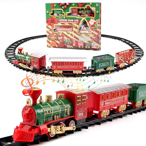 DONGQI Weihnachtszug Set, Elektrische Bahngleis Spielzeug Weihnachtsdekoration, Weihnachtsbahngleise Set Kinderspielzeug Weihnachtsdekoration Geschenk