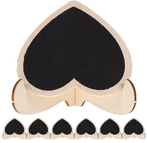 ifundom Kleine Tafel Mit Sockel 10 Stück Herzförmiges Nachrichtenbrett Hölzerne Memotafeln Für Hochzeit Buffet Veranstaltungen Party-Dekoration