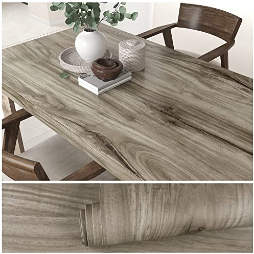 VEELIKE Klebefolie Holzoptik Grau Holztapete Vintage Möbelfolie Holz Folie für Möbel Holzoptik Folie Selbstklebend Tapete Schlafzimmer Schrankaufkleber Badezimmer Küchentapete Abwaschbar 40cm×300cm