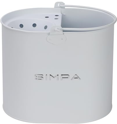 simpa 14L 14 Litre Stylish Metal Mop Buckets with Matt White Colour Finish.