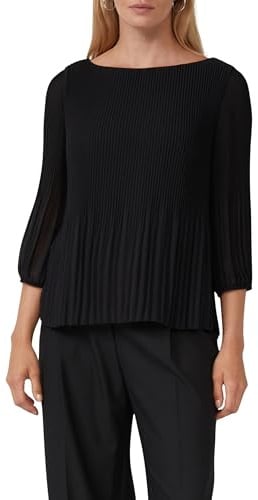 s.Oliver Damen Bluse – Regular Fit, Chiffon, Plissee, 3/4-Ärmel
