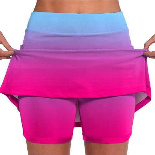 Angxiwan 2 in 1 Running Shorts Women Plus Size High Rise Waisted Tennis Skorts Stretchy Athletic Pleated Skirts Inner Legging Shorts Golf Yoga Running Skirts Skorts Workout Sports Skorts Clearance