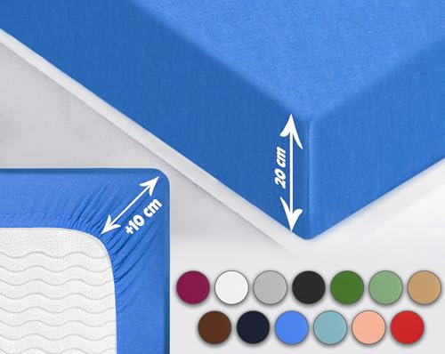 Sesto Senso Spannbettlaken 120x200cm Hellblau für Topper Jersey Baumwolle