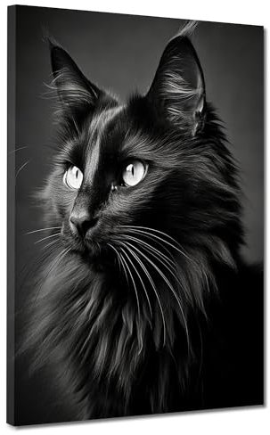 Katze schwarz Beautiful Leinwandbild Wandbild Kunstdruck XL Wanddeko Größe 60x80x2cm