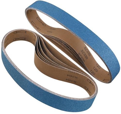Shineboc Nastri Abrasivi 50 x 1020 mm, 6 Pezzi Nastro Abrasivo 40/60/80/120/240/400 Grane Carta Abrasiva per Levigatrice a Nastro per Lucidare Metallo, Legno
