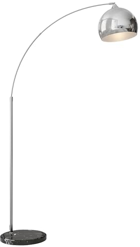 HOMCOM Stehlampe höhenverstellbar, schwenkbar Stehleuchte exkl. Leuchtmittel, 40 W Bogenlampe mit E27 Sockel, für Schlafzimmer, Wohnzimmer, Silber
