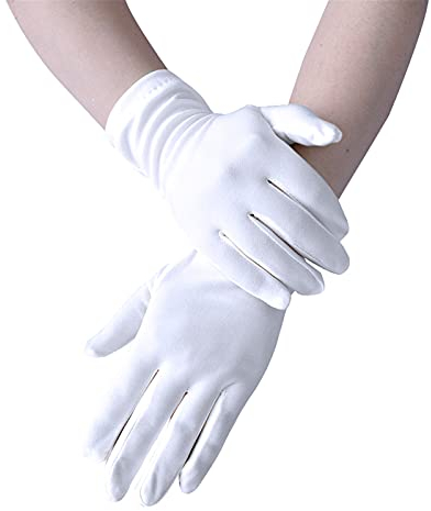 Generisch Tanz zeremonielle Frauen kurze einfarbige modische Stretch-Handschuhe Zubehör Wasserdichte Schuhe Damen Gassi (White, One Size)