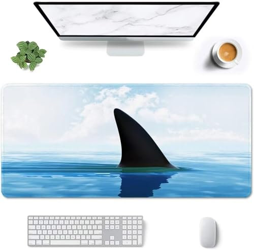 Gaming Tapis de Souris Mouse Pad Large Requin Furtif Mouse Mat Pad de Bureau Surface Lisse et Haute précision et Vitesse pour Gamer Ordinateur PC 600x300x3mm