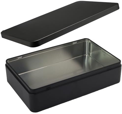 Coufce Rechteckige Metalldose, 21,6 x 13,9 x 4,8 cm, schwarze Aufbewahrungsbox für Leckereien, Geschenke, Gastgeschenke, Kerzen und Bastelarbeiten