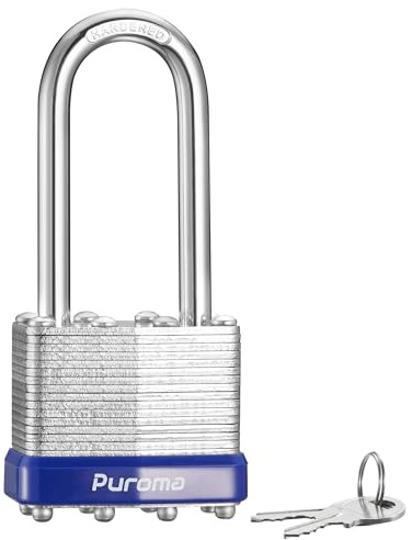 Puroma Lock Vorhängeschlösser, 5,1 cm langer Bügel, robuste Schlösser mit 2 Schlüsseln, 40 mm gehärteter Stahl, gleichschließend, Vorhängeschlösser für Schuppen, Tore, Zäune, Werkzeugkasten, Außen-