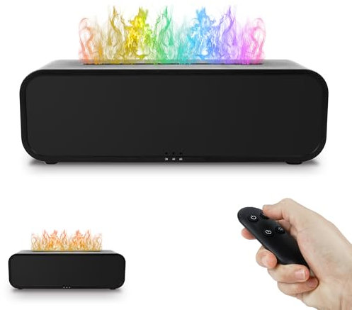 Flame Fire Aromatherapy Diffuser, 7 Flame Colors Humidifier, Noiseless Essential Oil Diffuser 250ml Remote Control Flame Diffusers for Home,Office,Yoga with Auto-Off Protection, Sound Rhythm Mode