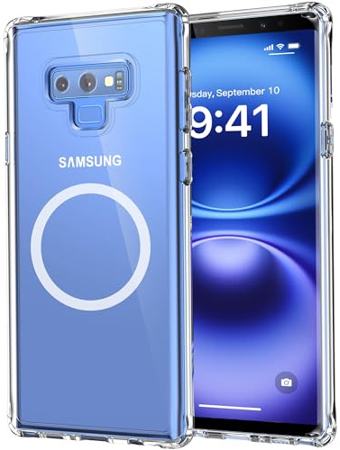 CANTONG 6.4 Phone Case Anti-Yellowing TPU & PC Back Cover with Camera Protection for Samsung Galaxy Note 9 Clear Case Wireless Charging Compatible Heavy Duty Protection